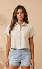 BLUSA LINO FLOR DE LINO CON DETALLES EN CROCHET 6995