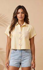 BLUSA LINO FLOR DE LINO CON DETALLES EN CROCHET 6995