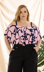 BLUSA PLUS CUELLO BANDEJA ESTAMPADA P870