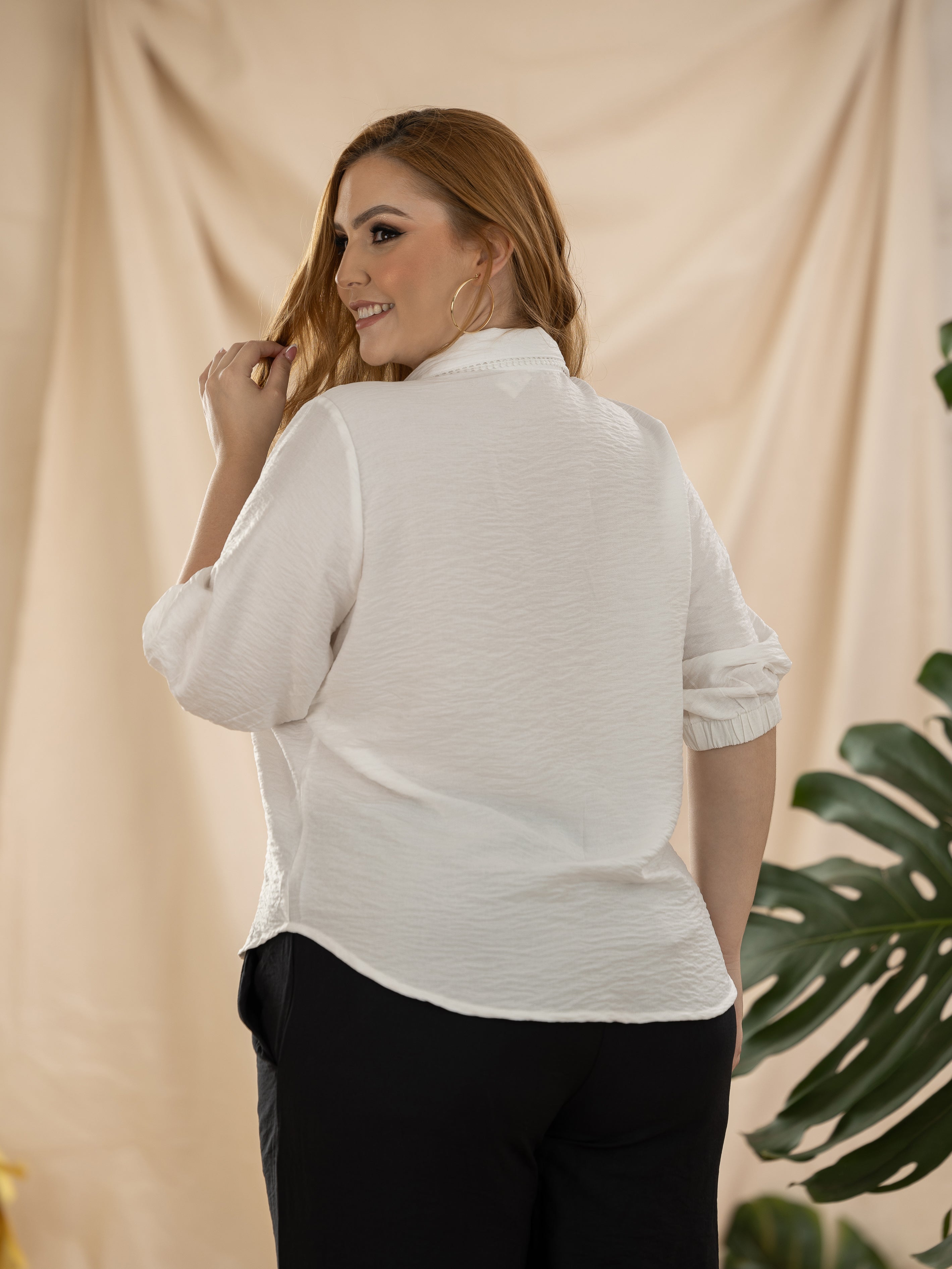 BLUSA CAMISERA PLUS SIZE MANGA 3/4 P882