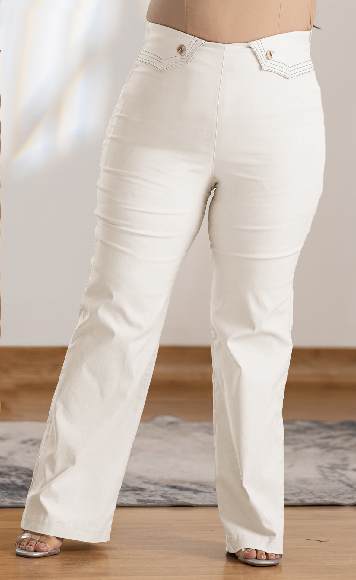 PANTALON PLUS SIZE  CON CHARRETERA TEJIDA P673