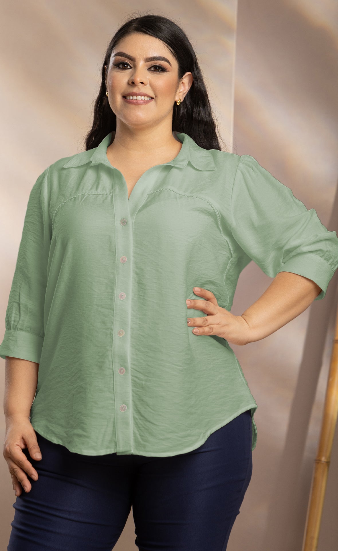 BLUSA PLUS MANGA LARGA P695