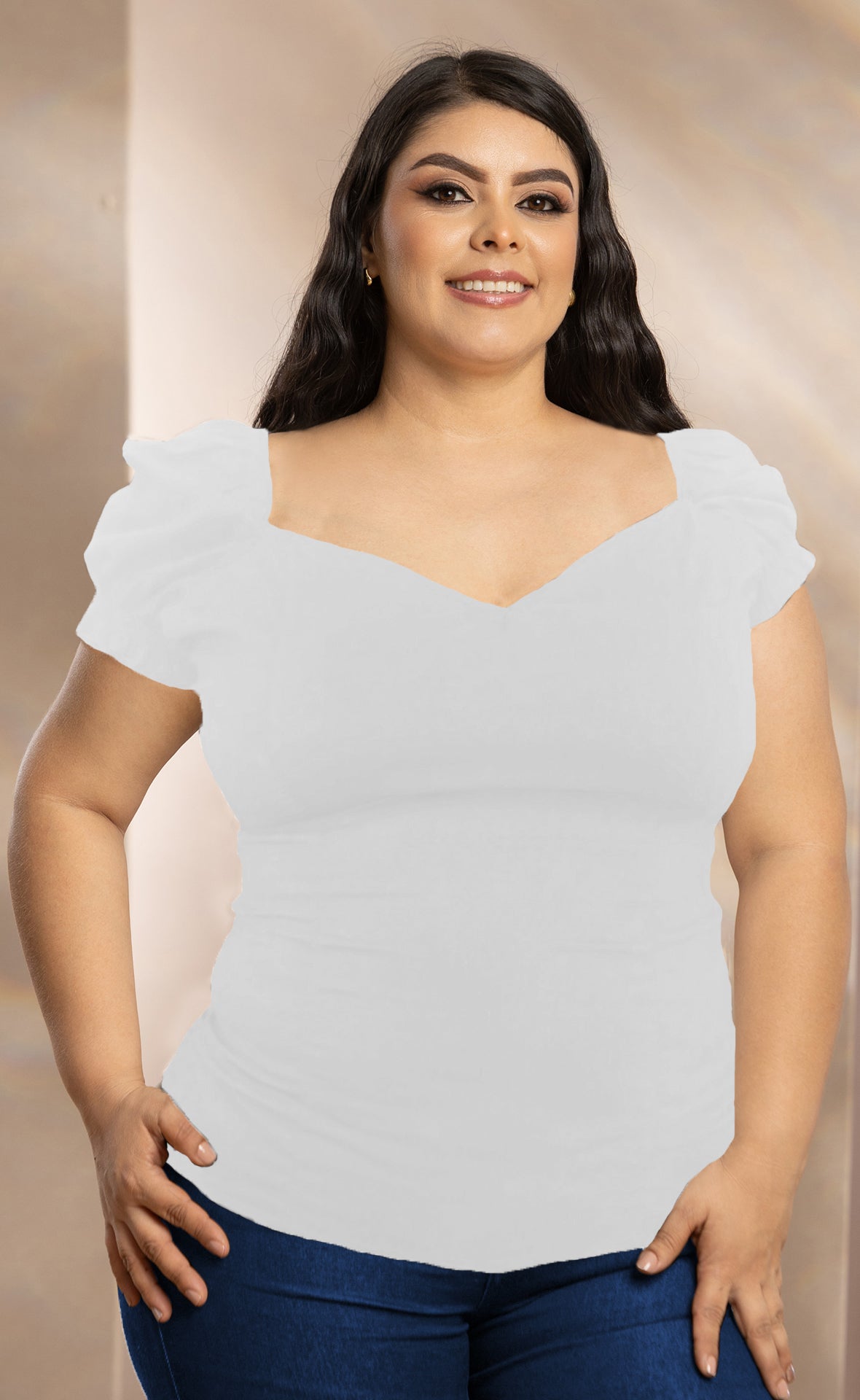 BLUSA PLUS MANGA CORTA ESCOTE EN V P708