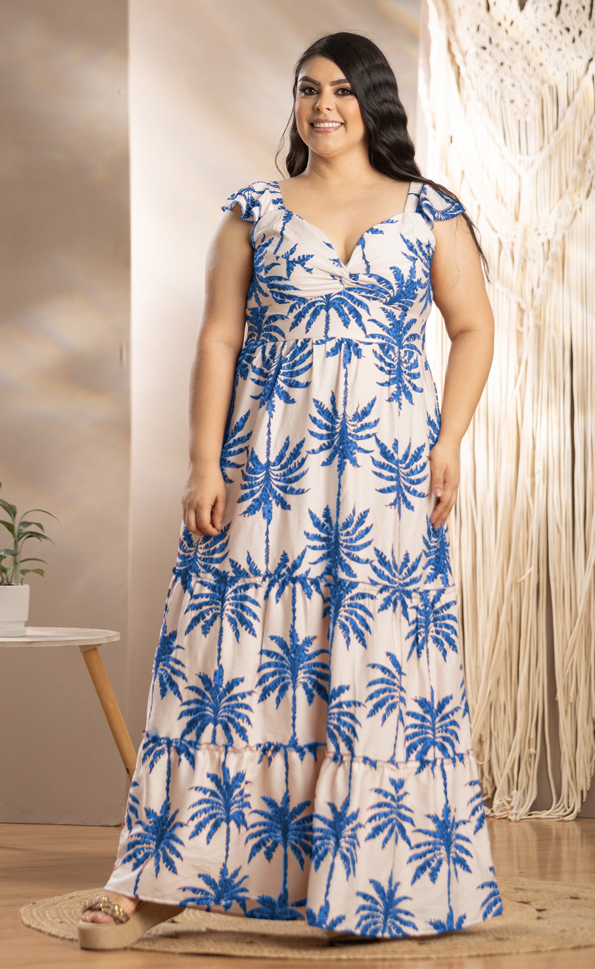 VESTIDO PLUS SIZE ESTAMPADO LARGO P714