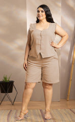 SET PLUS SIZE CON BLUSA Y SHORT, INTEGRA DETALLES EN DOBLADILLO P722