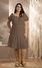 VESTIDO CORTO PLUS SIZE CUELLO BANDEJA P724