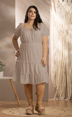 VESTIDO CORTO PLUS SIZE CUELLO BANDEJA P724
