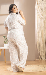 SET PLUS SIZE BLUSA Y PANTALON ESTAMPADO FLORAL P736