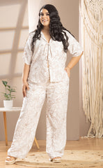 SET PLUS SIZE BLUSA Y PANTALON ESTAMPADO FLORAL P736