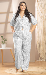 SET PLUS SIZE BLUSA Y PANTALON ESTAMPADO FLORAL P736