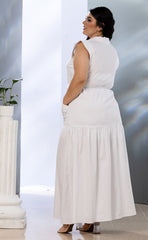 VESTIDO PLUS SIZE CON OJALILLO Y ESCOTE CRUZADO P739