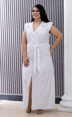 VESTIDO PLUS SIZE CON OJALILLO Y ESCOTE CRUZADO P739