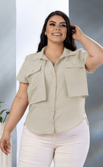 BLUSA PLUS SIZE TIPO CARGO CON BOLSILLO P750
