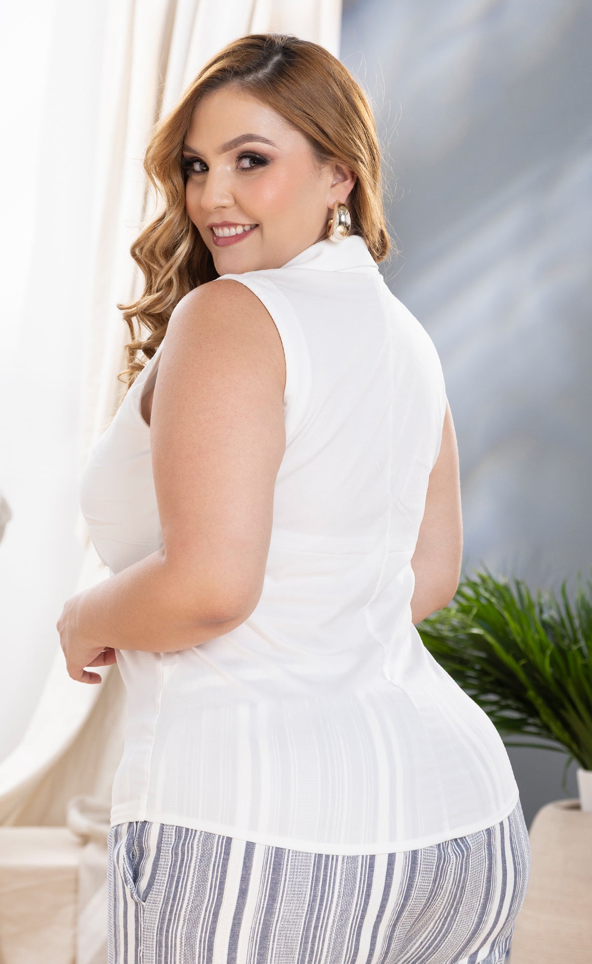 BLUSA PLUS SIZE MANGA SIZA CON CIERRE P769