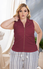 BLUSA PLUS SIZE MANGA SIZA CON CIERRE P769