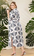 VESTIDO CON MANGAS ESTAMPADO HOJAS P818