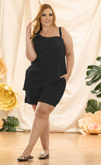 SET BLUSA Y SHORT PLUS CORTE DIAGONAL P871