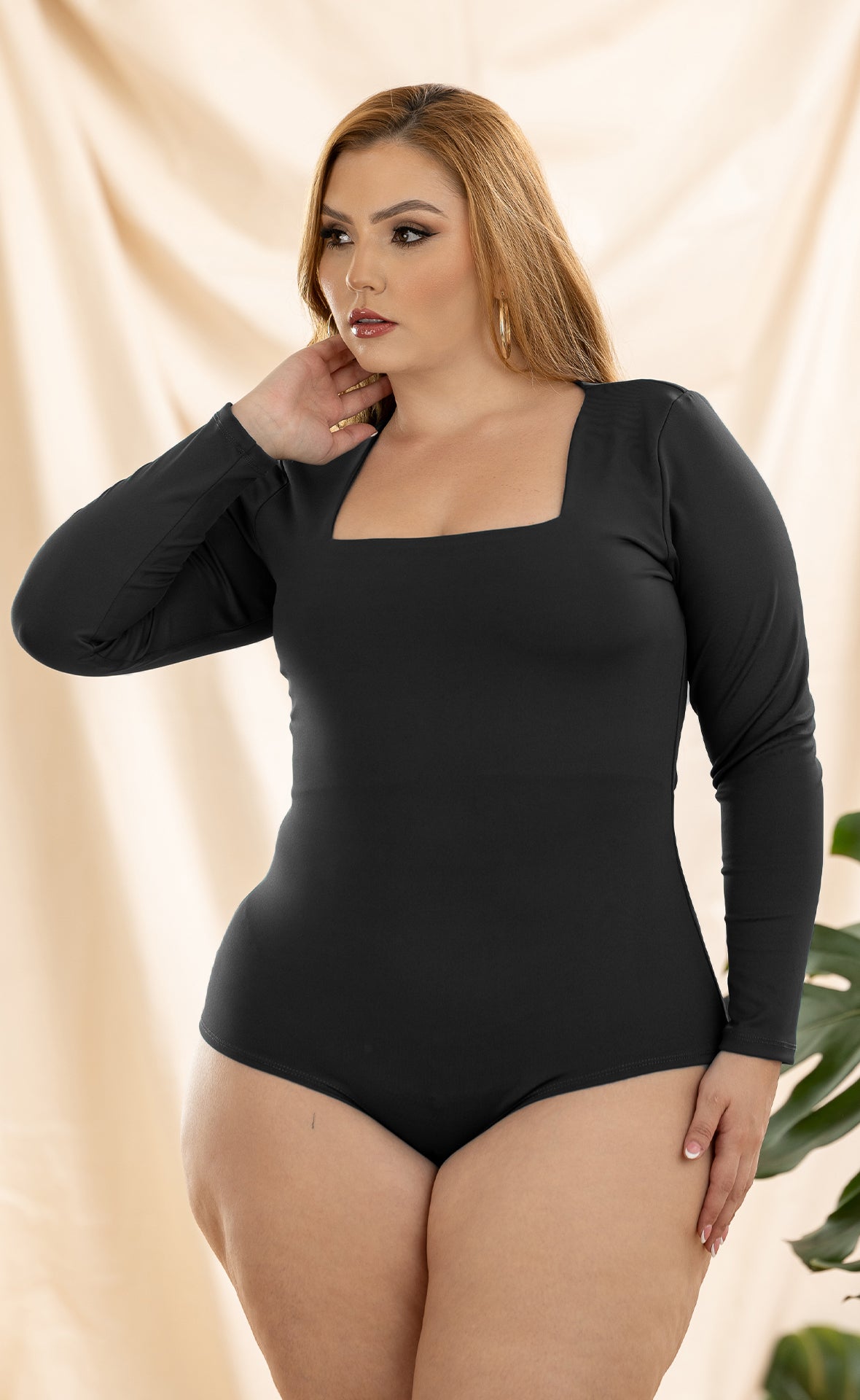 BODY PLUS SIZE MANGA LARGA CUELLO CUADRARO  P874