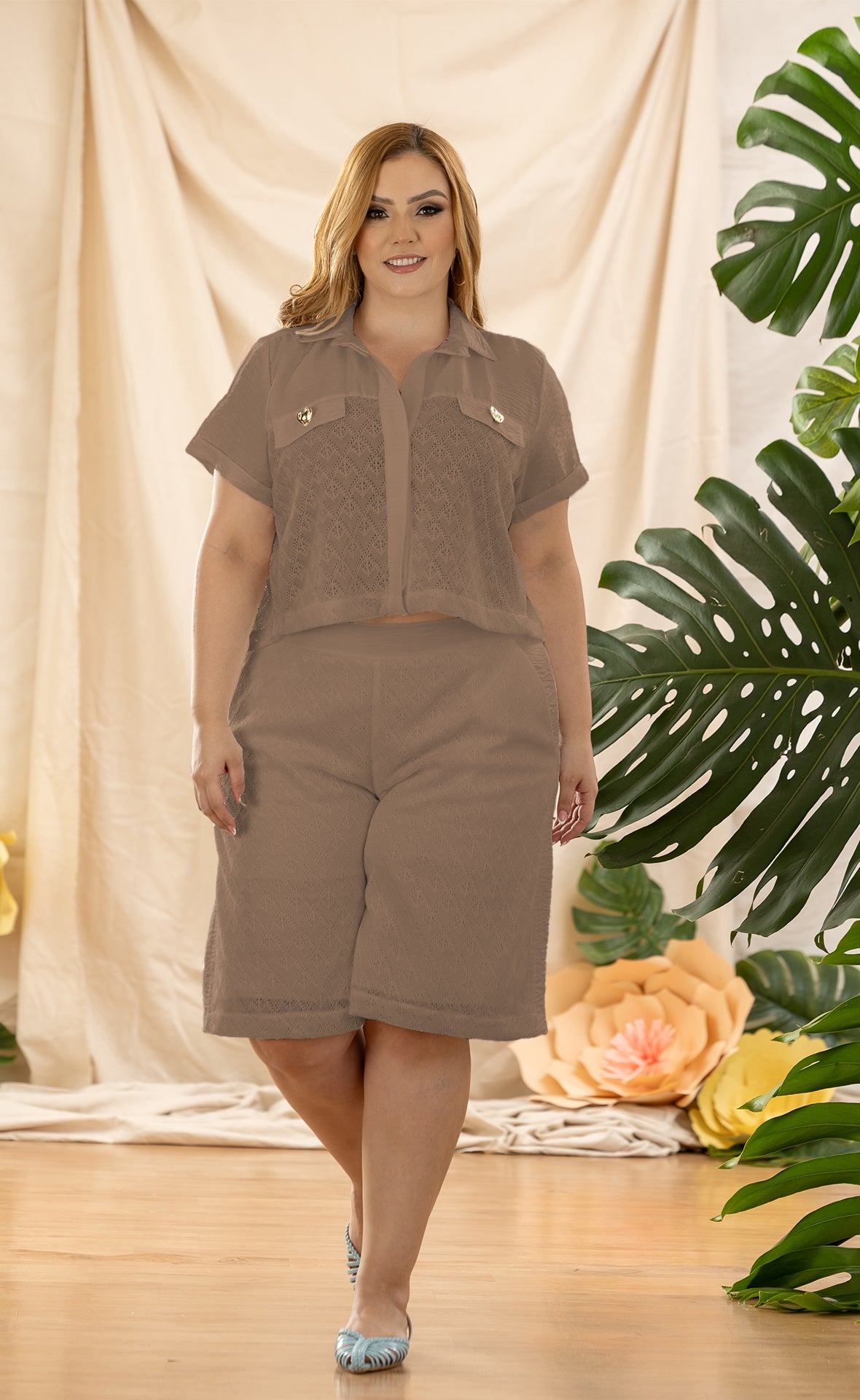 SET PLUS TEJIDO  BLUSA Y SHORT P877