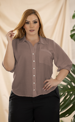 BLUSA CAMISERA PLUS SIZE MANGA 3/4 P882