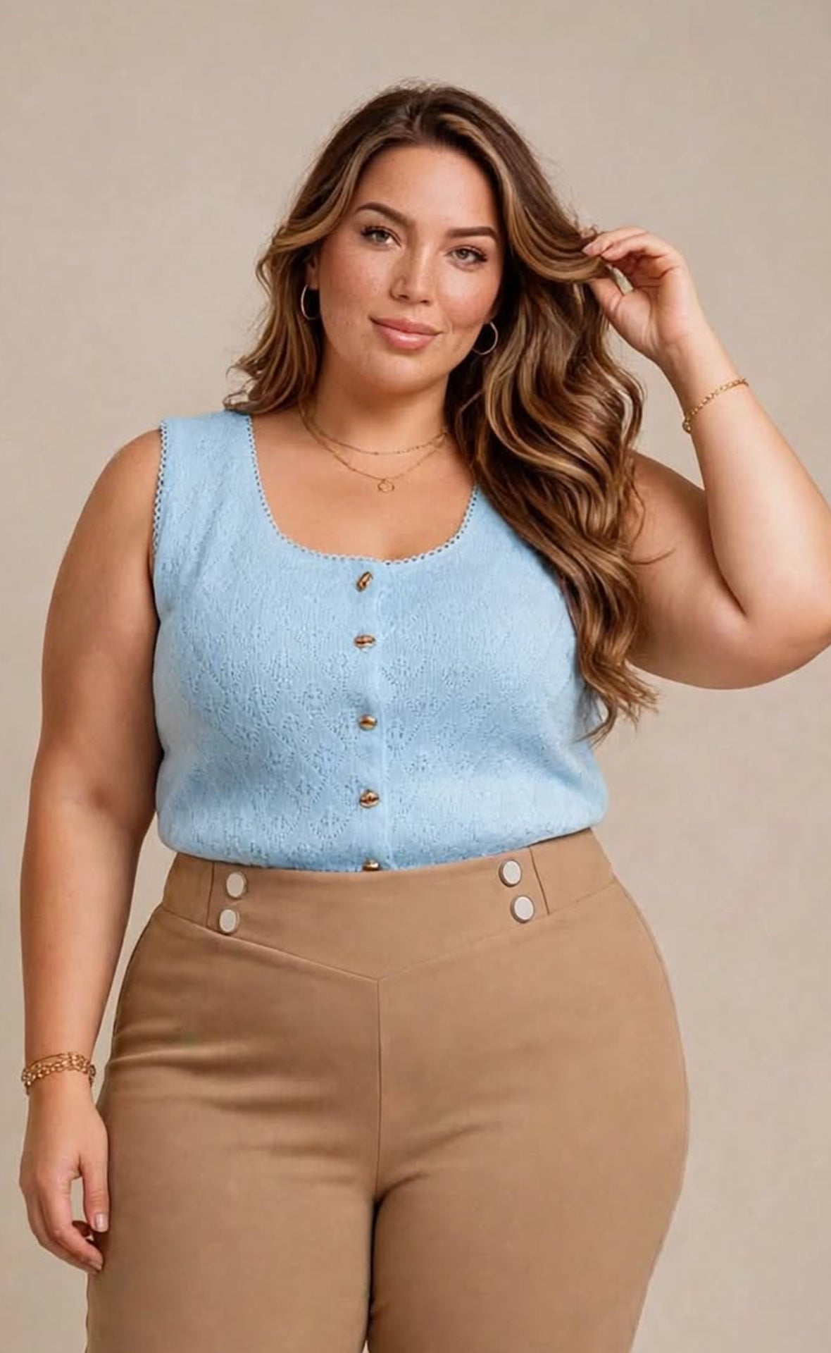 BLUSA PLUS SIZE SIZA CON TIPO CROCHET P895
