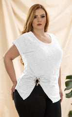 BLUSA MANGA CORTA CON CORTE INFERIOR EN V P898