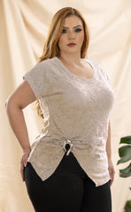 BLUSA MANGA CORTA CON CORTE INFERIOR EN V P898