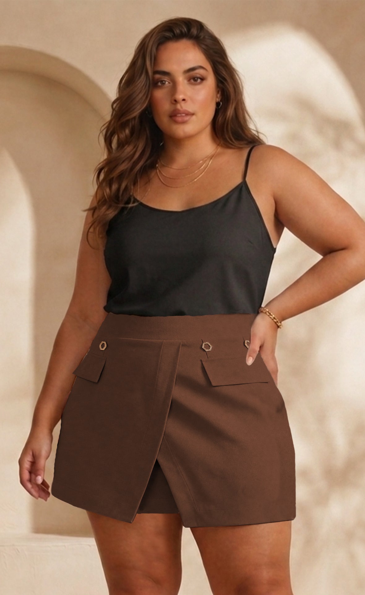FALDASHORT PLUS SIZE CORTE CRUZADO P905