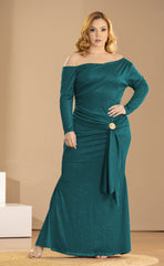 VESTIDO PLUS LUREX CUELLO BANDEJA P914